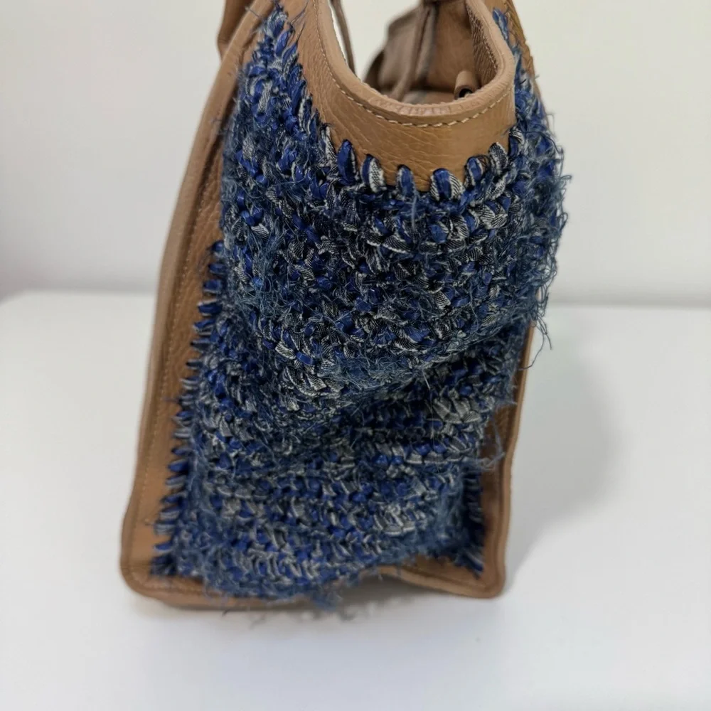 Clever Carriage Company Leather Crochet Shopper Bag